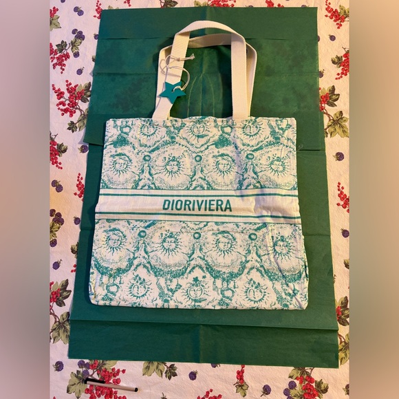 ✨ CHRISTIAN DIOR DIORIVIERA LINEN TURQUOISE TOTE ✨ NWT ✨ - Picture 5 of 16